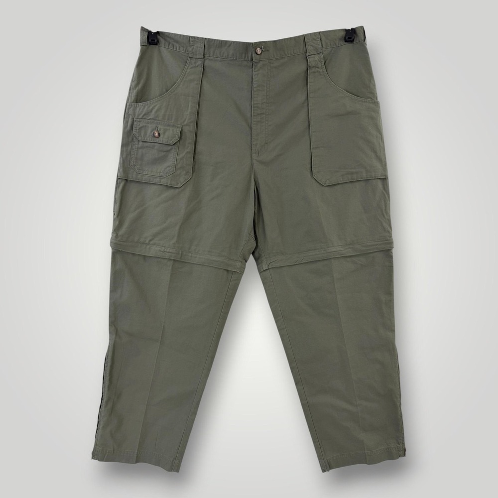 Cabela's Cargo Pants Mens 44x30 Green Convertible Cotton Canvas NWT